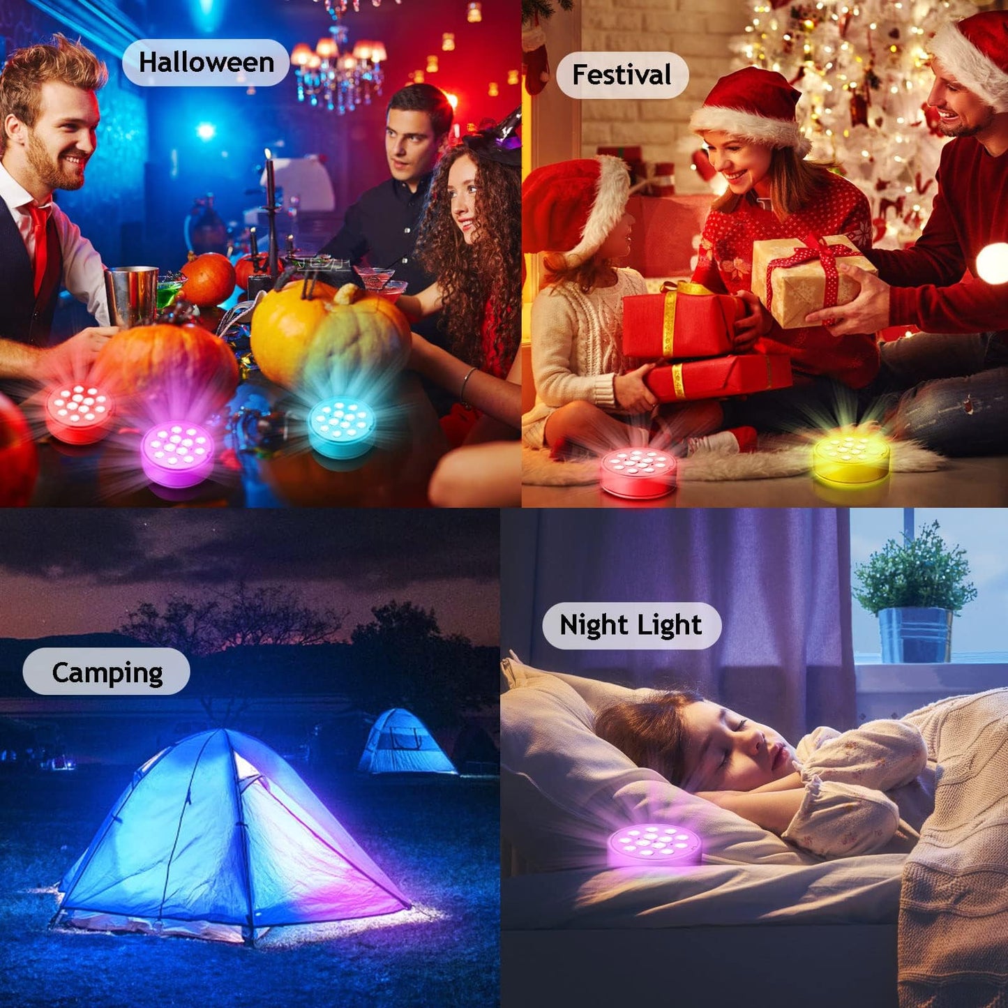 Pool Lights Rechargeable Underwater Above Ground - Submersible LED Lights Waterproof IP68 with Remote/Timer, Hot Tub Pond Lights with 16 Color RGB for Pond, Backyard, Party, Vase (4 Pack)
