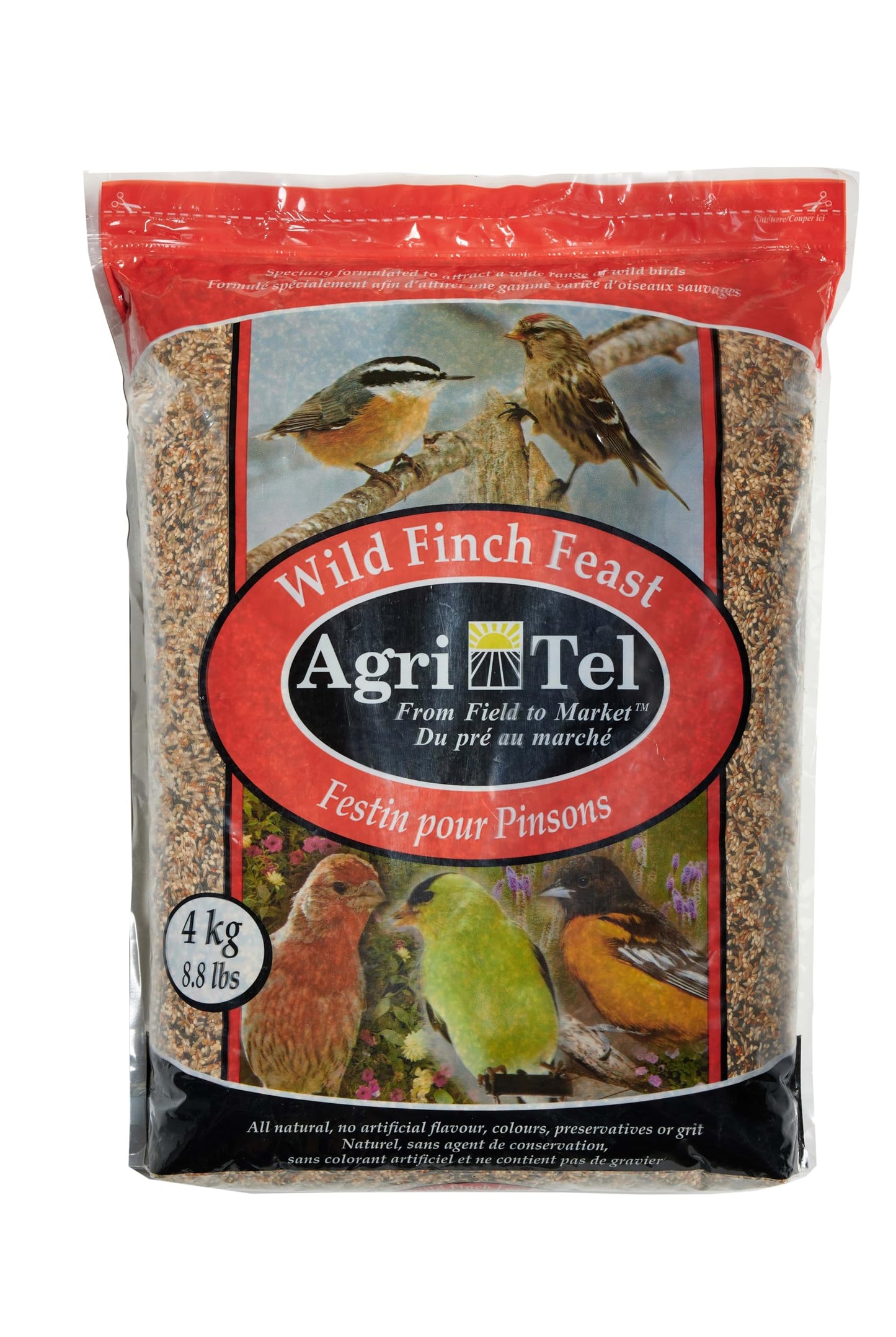 Agri-Tel Grain Wild Finch & Small Bird Food for Outside Feeders | Nyjer (Thistle) Bird Seed, Canary Seed, Millet, Hemp, etc | Finch Feed 4kg (9 lbs)