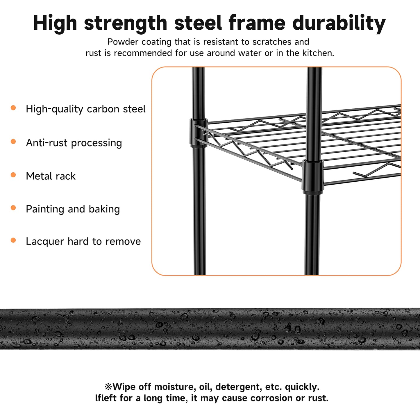IZEUK 5-Shelf Shelving Unit - Heavy Duty Storage Shelving, Metal Wire Shelving, Storage Organizer Standing Rack for Kitchen, Office and Garage (Black, 5 Tier, 11.8" D × 17.7" W × 55" H)