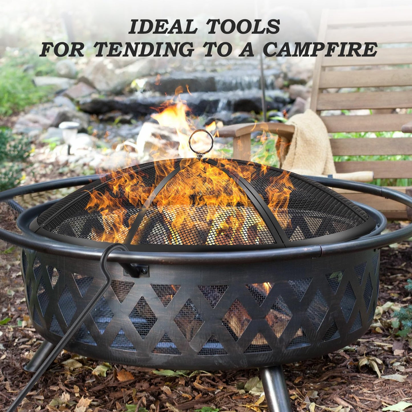 Fire Pot Spark Screen,22 Inch Diameter Fire Pit Screen Cover,Outdoor Patio Easy-Opening Fire Pits Mesh Screen,Firepit Screens Round Cover Mesh Replacement Heavy-Duty Steel Fire Pit Covert