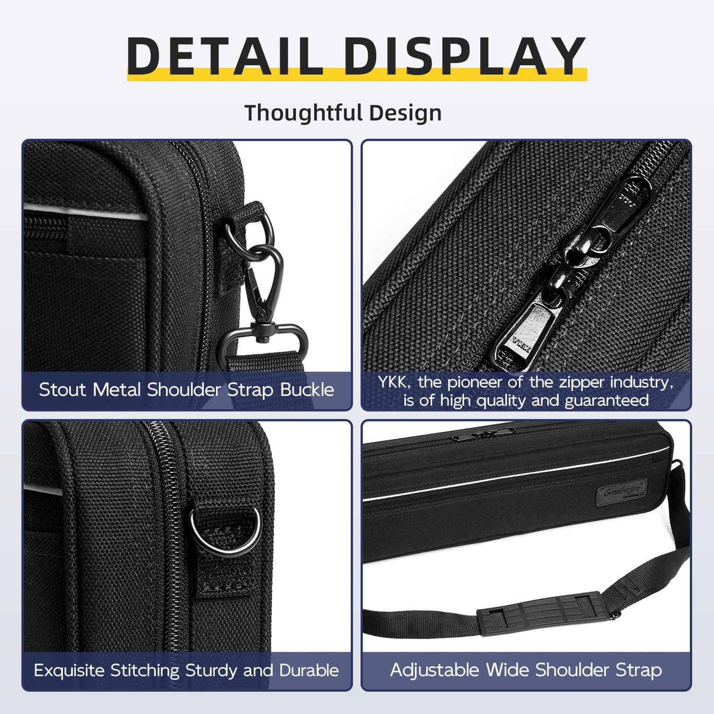 Omebaige Professional Flute Bag With Flute Case Cover - Hard Shell Flute Case Hard Shell, Wear-resistant 1200d Oxford Cloth, Exterior Pocket - Ideal For B/C-Foot Flute