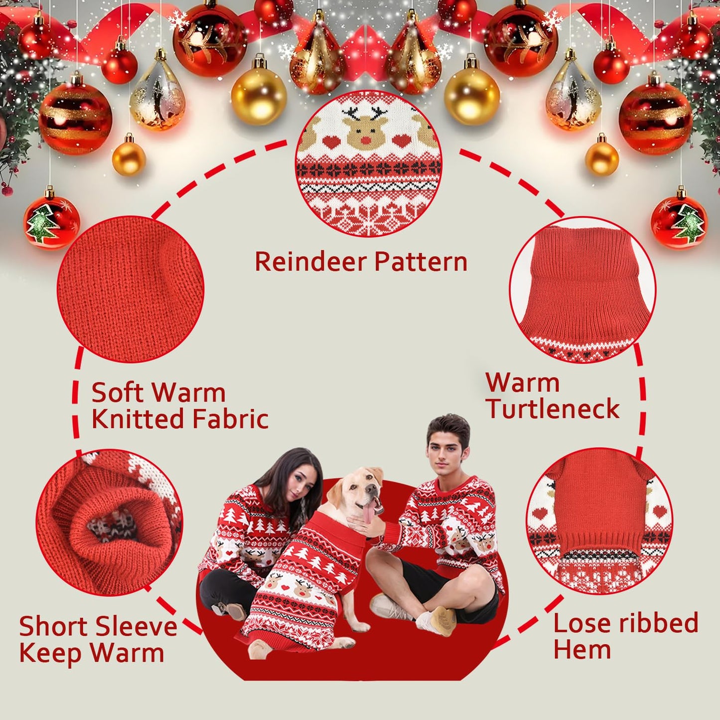 MuYaoPet Family Matching Dog and Owner Clothes Outfits,Christmas Pet Cat Sweater Costume for Small Medium Extra Large Dogs/Women/Men-Dog and Owner Matching Sweaters Separately(Only for Pet, Pet 4XL)
