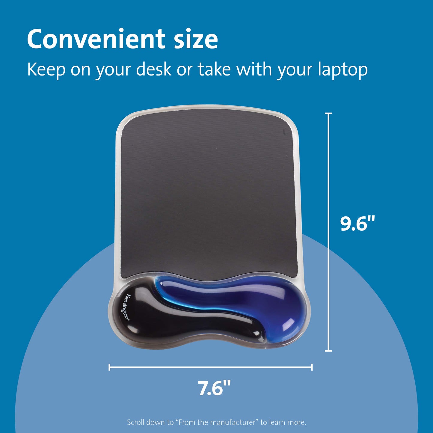 Kensington Duo Gel Mouse Pad Wrist Rest - Black/Blue, 9.625 * 6.625 inches