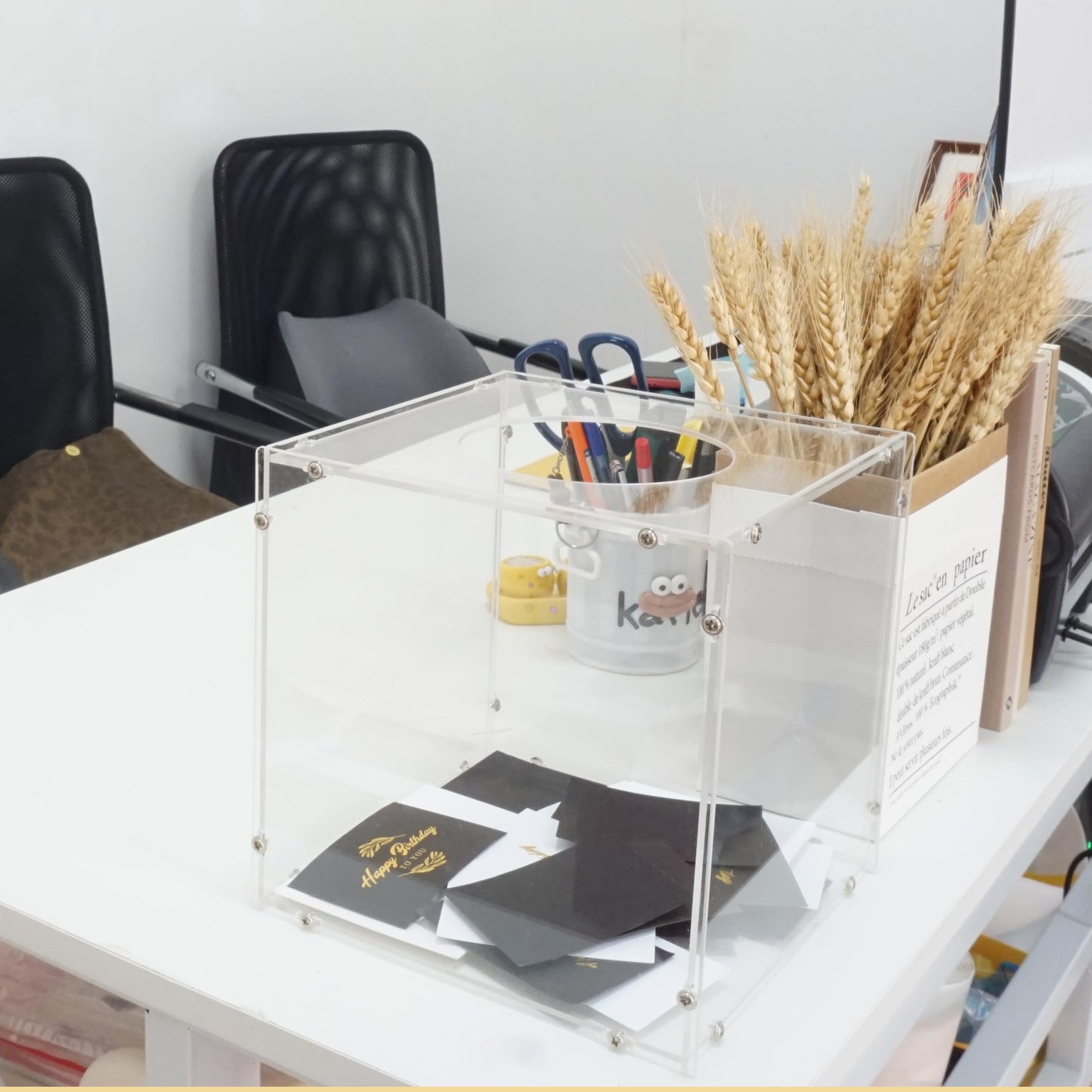 SHUMEI Clear Acrylic Multi Function Box - Raffle Suggestion Ballot Tip Donation Box for Parties Events Fundraisers Business Offices Stores
