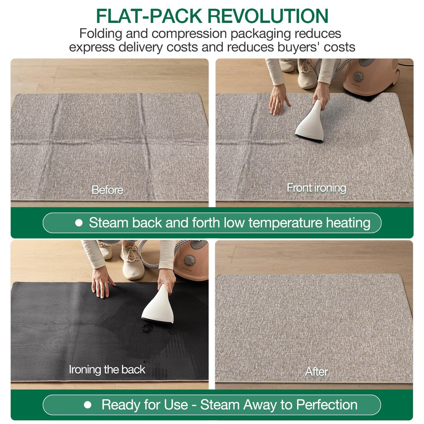 LUMI Ultra Thin Door Mat for Entryway, Low Profile Non Slip Rubber Backing Indoor Door Mat, Easy Clean Welcome Entrance Mat for Inside House, Patio,Beige 32"x48"