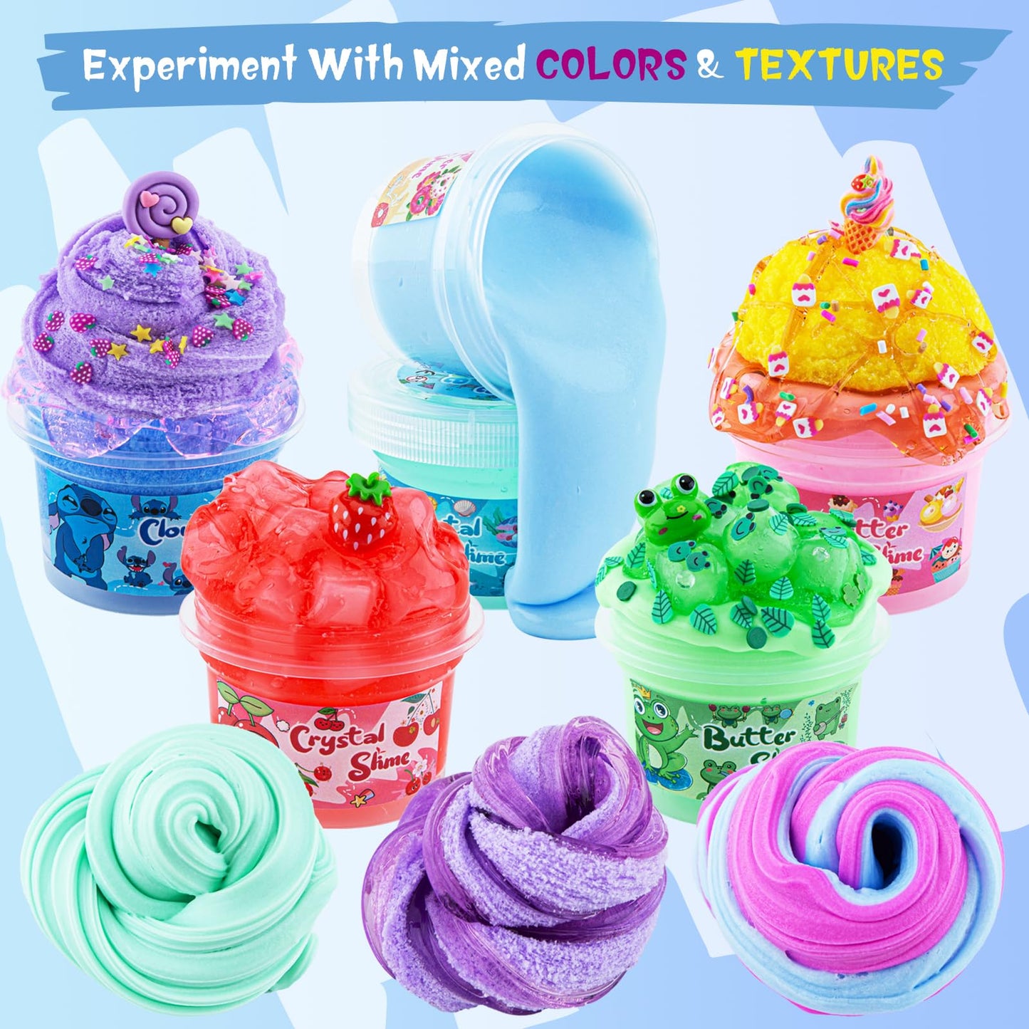 Okaybee 18 x 80 mL Big Premade Slime Kit, 48 FL OZ Slimes Includes Butter, Clear, Cloud Slime, Slimes Party Favors for Kids, Sensory Experience Toy, Birthday Easter Halloween Girls Gift & Boys Gift