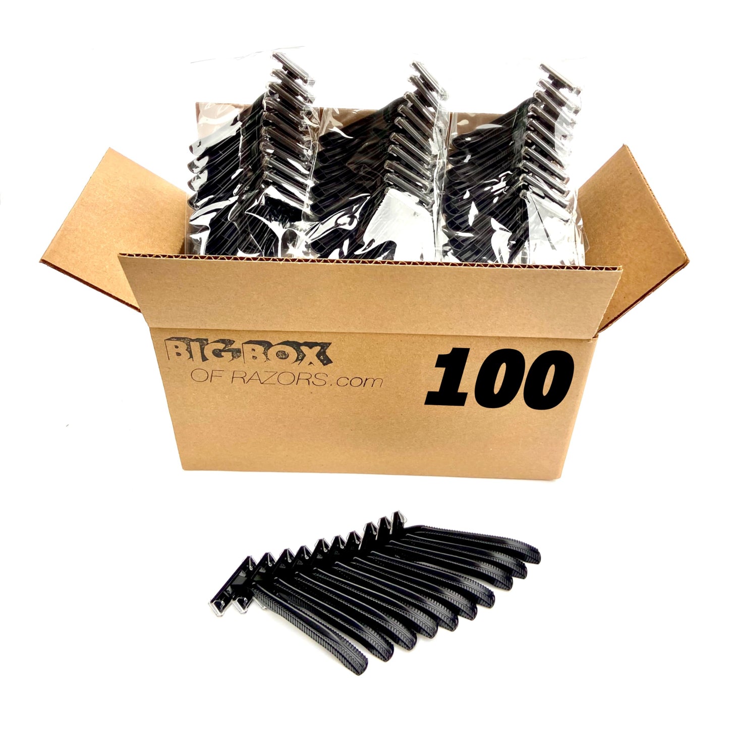 100 Twin Blade Black Disposable Razors in Bulk - Professional or Home Use
