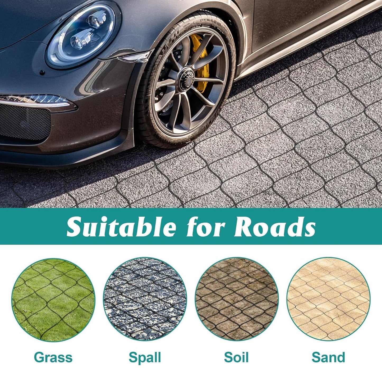 16.4 x 9.8 Ft 160 Sq ft Gravel Ground Grid - 2In Thick Geo Grid Driveway Stabilization Grids System for Garden Landscaping Parking Lots Slope Driveways Slope