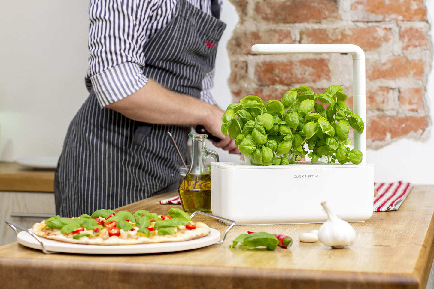 Click & Grow Indoor Herb Garden Kit with Grow Light | Smart Garden for Home Kitchen Windowsill | Easier Than Hydroponics Growing System | Vegetable Gardening Starter (3 Basil Pods Included), White