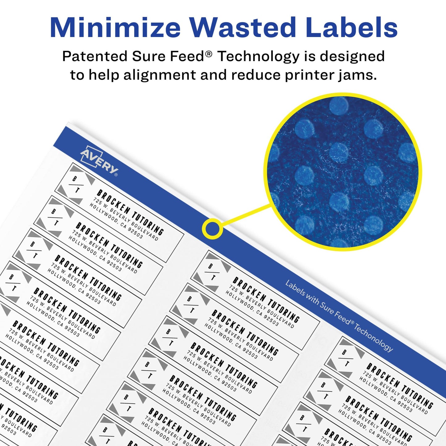 White Easy Peel Address Labels with Sure Feed, Laser,