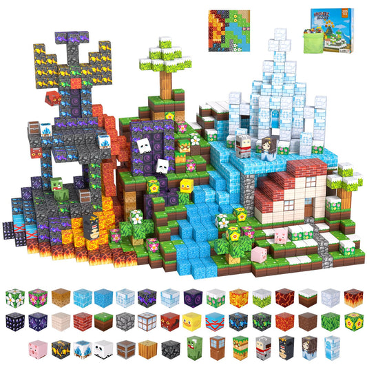 200PCS Magnetic Blocks with Magnet Board, Magnetic Building Block Cube Toys for Kids, STEM Toys Gifts for Boy and Girls Age 3+ Years Old