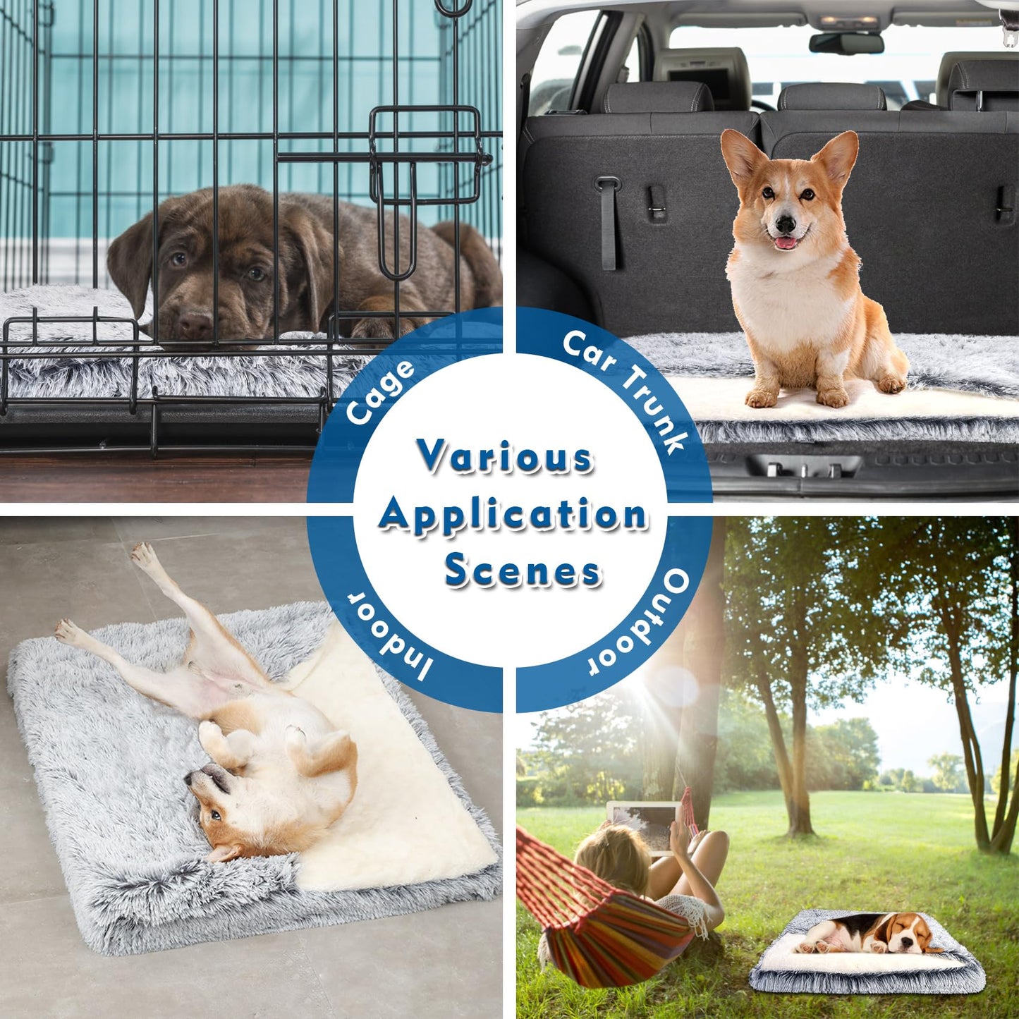 Dog Bed with Cover Cave, Orthopedic Dog Bed with Blanket, 33.5 * 27.6'' Rectangle Pet Crate Cozy Cuddler Mat, Anti-Anxiety Memory Foam Calming Pad for Puppy Cat with Removable Washable Cover