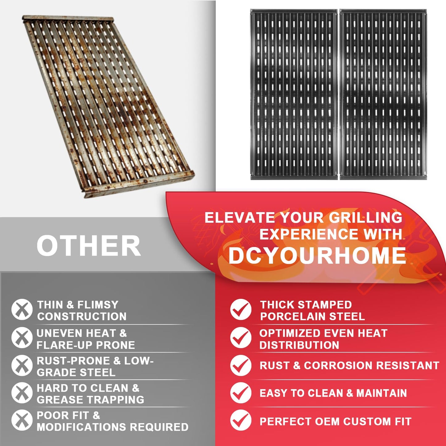 17 inch Infrared Grill Grates for CharBroil Performance Tru Infrared 2 Burner 300 Gas Grill Replacement Parts, Char-broil 463371116 463633316 463672019 463672416 463672219 G460-0500-W1 Grill Parts