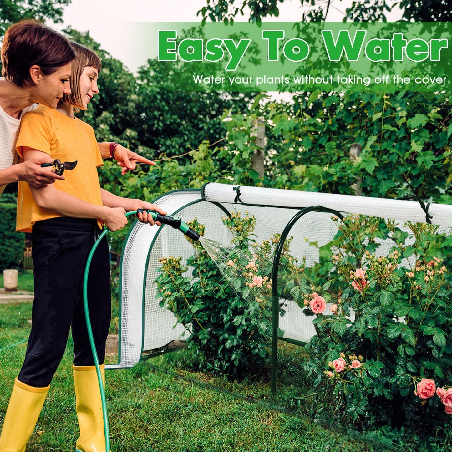 KBOROVER Mini Greenhouse for Outdoor,Portable Small Tunnel Greenhouses for Outdoors with Roll up Zipper Door for Protecting Plant (PE, 47" x23" x 23")