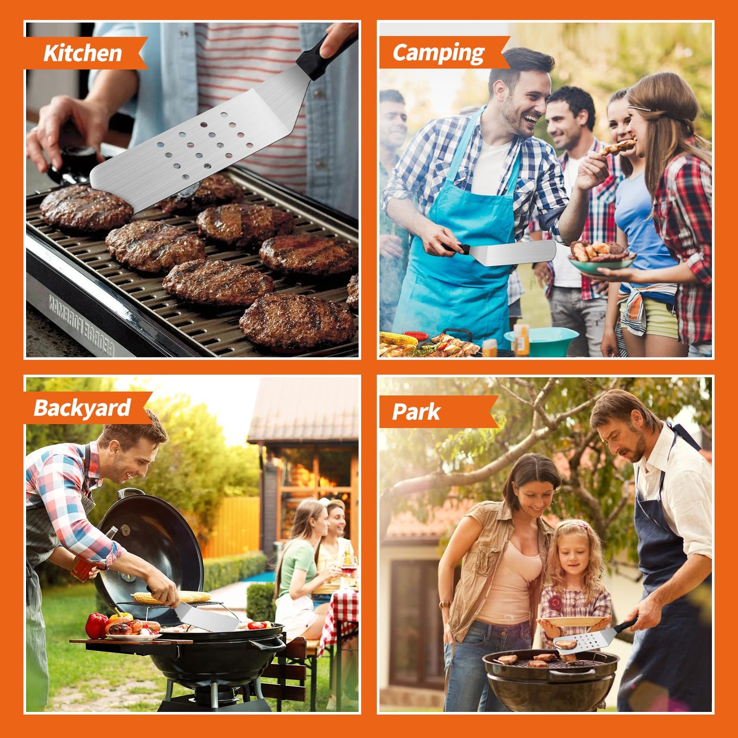 Bbcuepro 22 PCS Griddle Accessories Kit - Stainless Steel Flat Top Grill BBQ Spatula Set for Outdoor Barbecue Camping Cooking