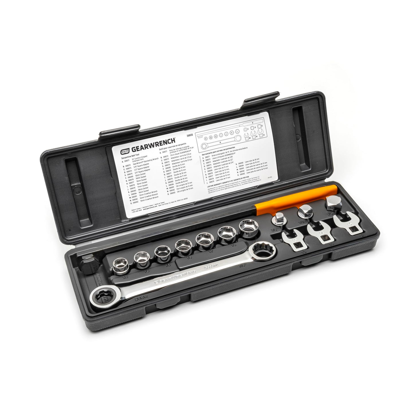 GEARWRENCH 15 Piece Ratcheting Serpentine Belt Tool Set - 3680D