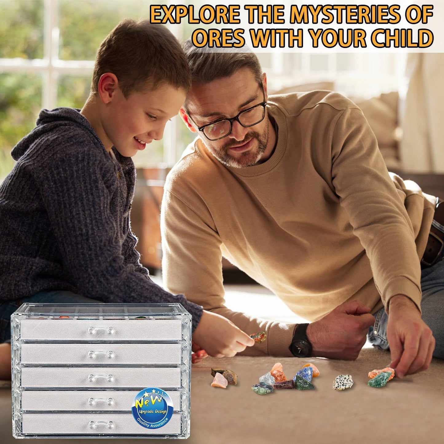 Rock Collection Display Case - Display Shelf for Collectibles - Rock Collections Box for Kids - Rock Collection Storage - Rock Collections Box for Kids 5 Layers (5)