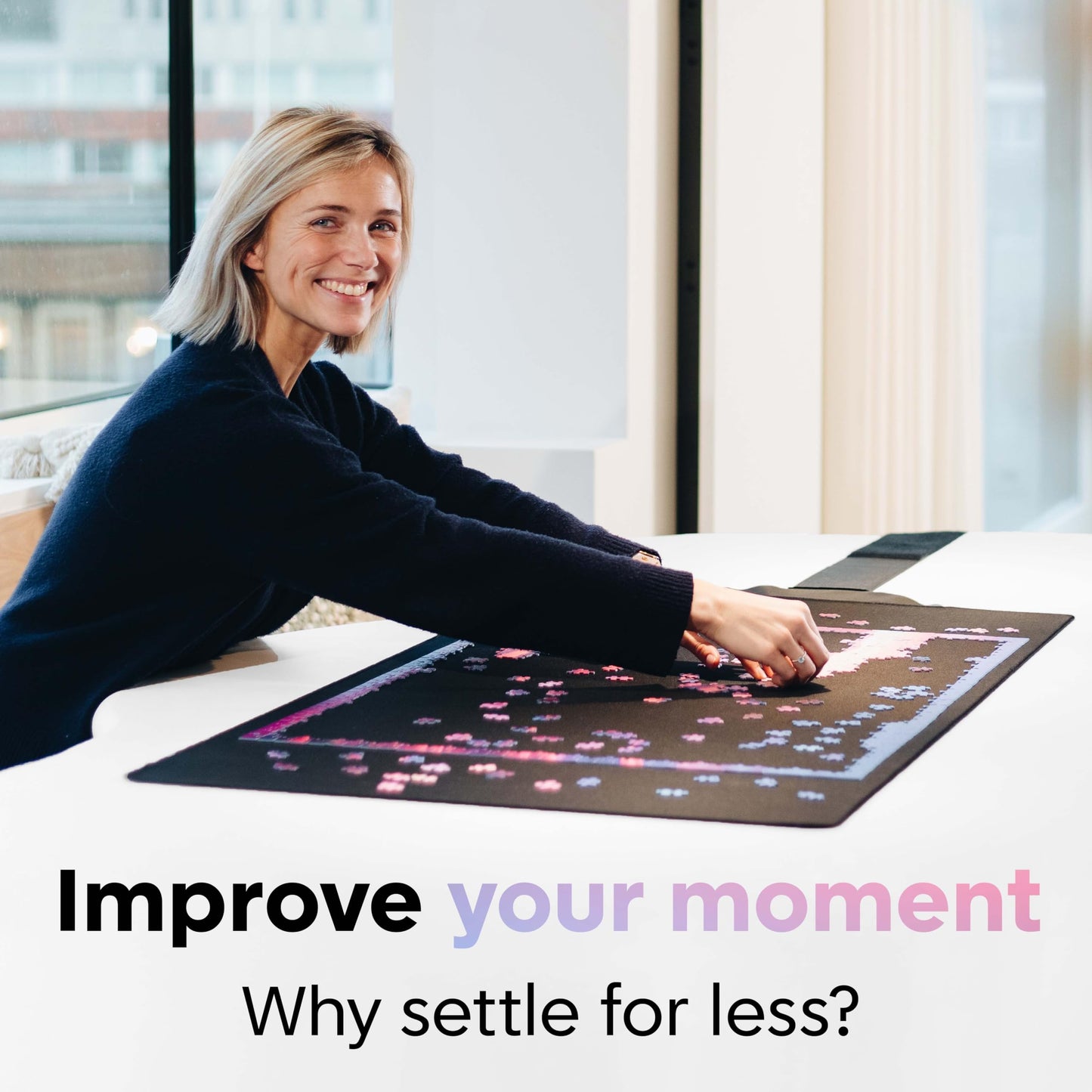 Puzzlup Puzzle Mat Roll Up 1500 Pieces - 26 x 47 Inches - Portable Non Slip Jigsaw Puzzle Keeper - Suited for Puzzles of 500, 1000 or 1500 Pieces