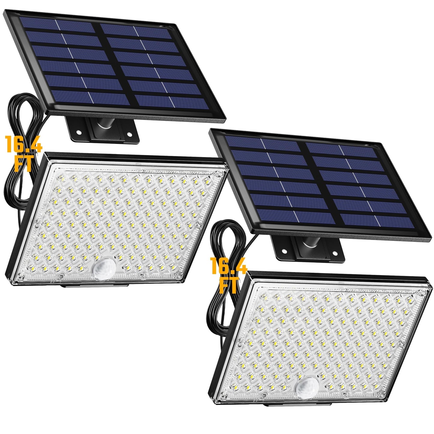 SUPERDANNY Solar Outside Lights with Motion Sensor, 113 Bright LEDs 7000K, Outdoor Flood Lights Dusk to Dawn with 16ft Cable IP65 Waterproof, Security Light for Front Porch, Garage, Side Yard-2 Pack