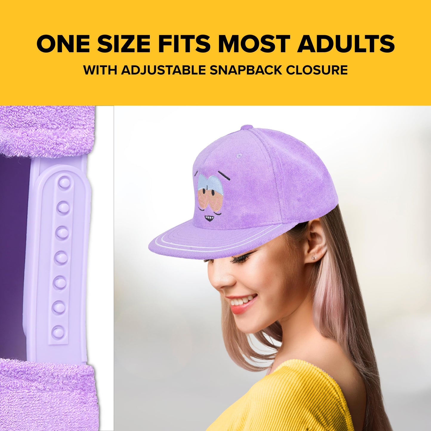 South Park Baseball Cap, Towelie Snapback Skater Baseball Hat with Flat Brim, Indigo, One Size, Indigo, One Size