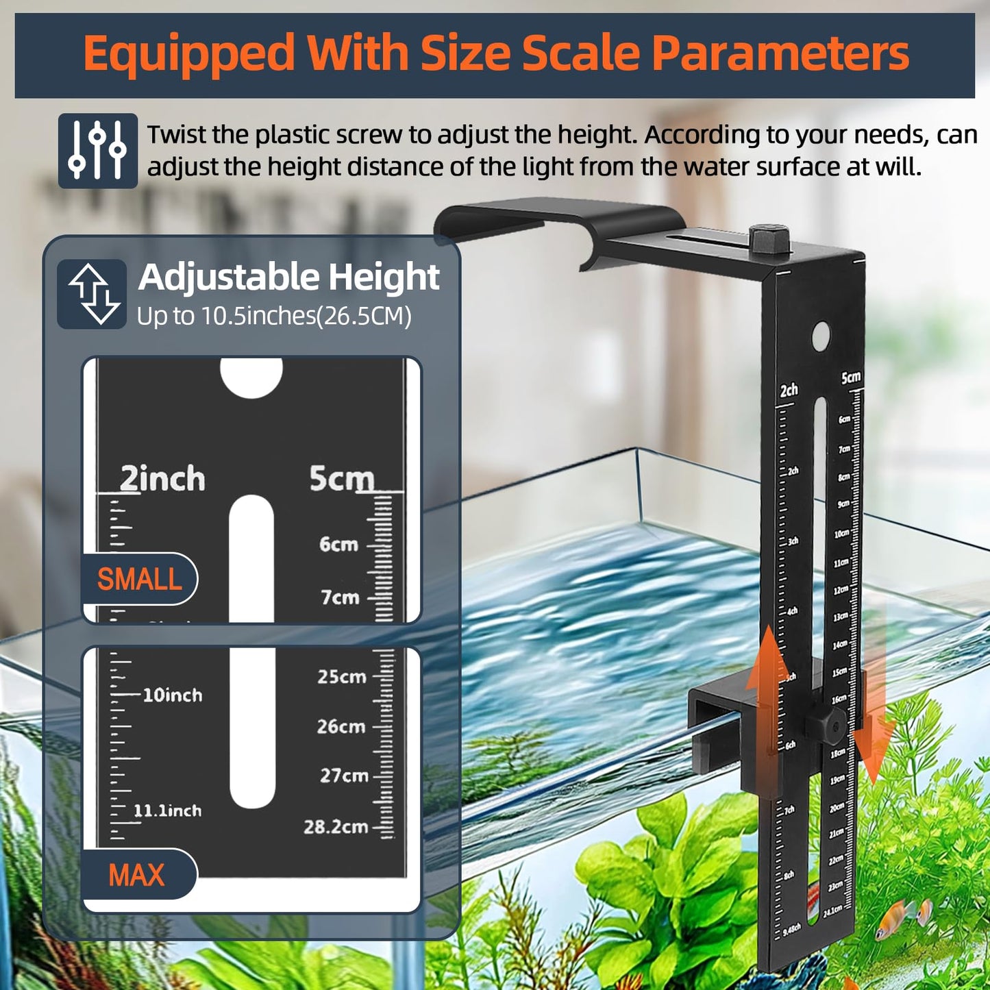 hygger Aquarium Light Clip Holder (for HG-957),2 Pieces, Aquarium Fish Tank Light Riser/Holder/Bracket/Stand/Mount