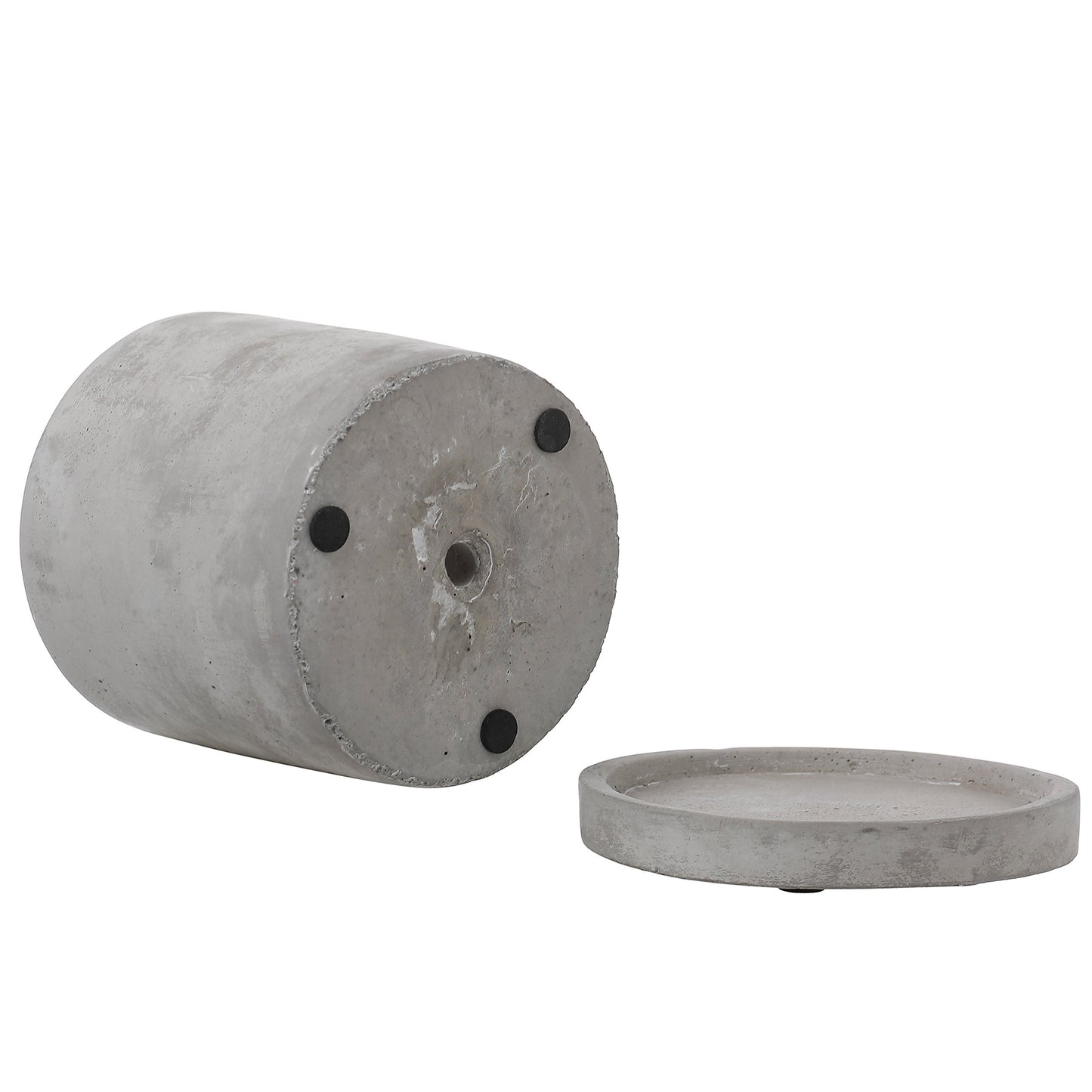 Set of 2 Modern 4-Inch Gray Unglazed Cement Succulent Planter Pots with Removable Saucer