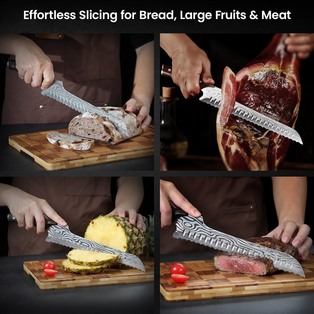 SYOKAMI 2026 New Upgraded Offset Bread Knife for Homemade Bread, 10.5 Inch Resharpenable Serrated Knife, Ultra-Sharp Sourdough Slicing, Perfect Kitchen Gift, Designed for Cutting Cakes, Fruits & Meat