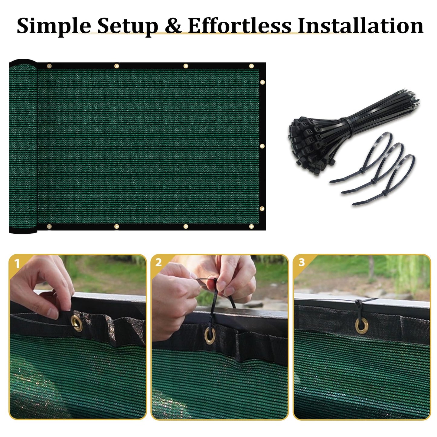 Shade&Beyond 6' X 25' Fence Privacy Screen Heavy Duty 170 GSM Fencing Mesh Shade Net Cover for Wall Garden Yard Backyard Indoor Outdoor Decoration, Green