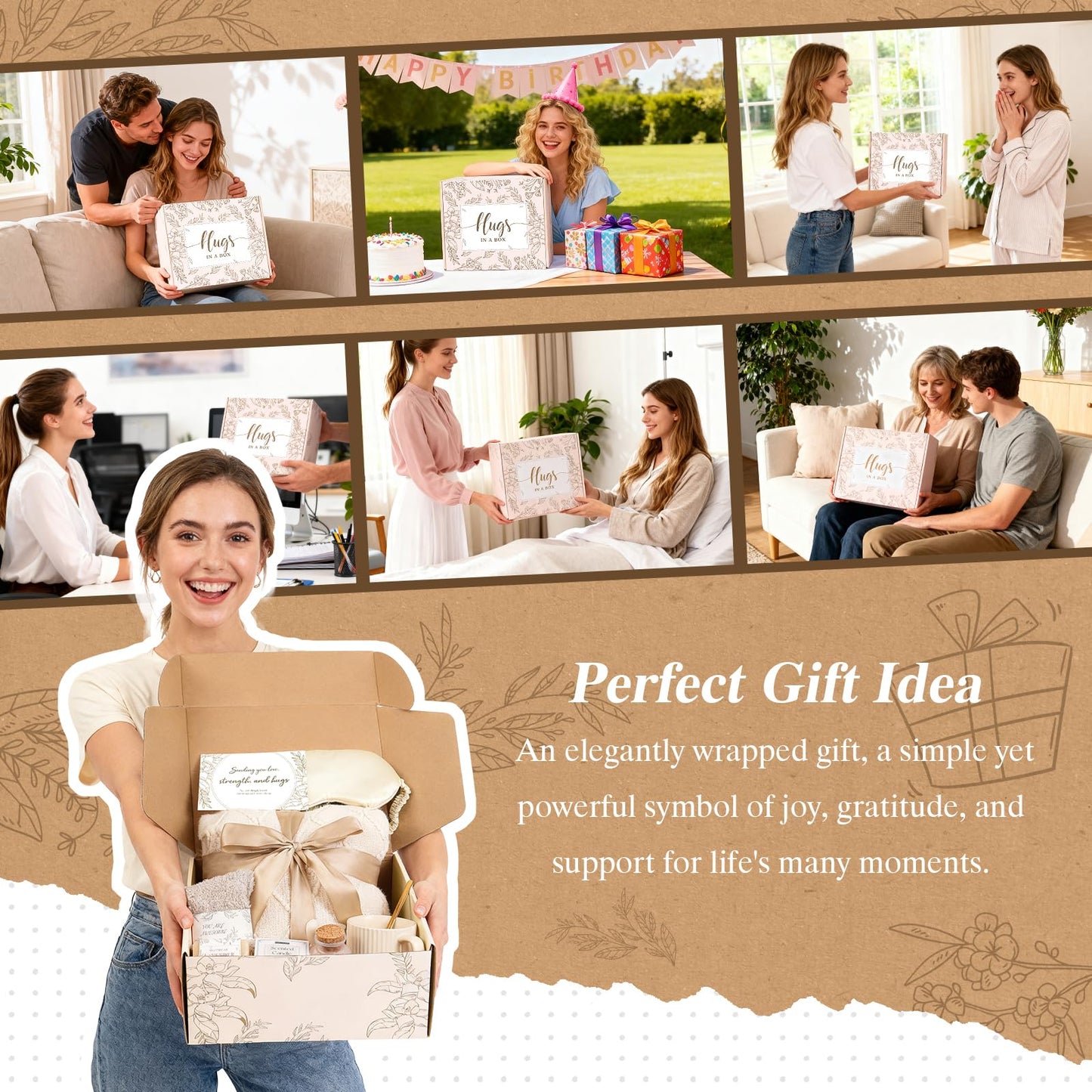 Loscola Birthday Gift Baskets for Women, Get Well Soon Gifts Basket After Surgery, Birthday for Women Mom Grandma, Self Care Package Spa Gifts Sympathy Gift Baskets for Woman