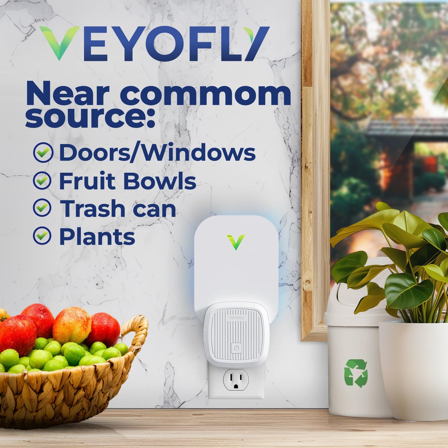VEYOFLY Fruit Fly Traps for Indoors (4 Device + 12 Refills), Gnat Trap Indoor Plug in, Bug Traps, Flying Insect Trap, Gnat Traps for House Indoors, Fly Trap Indoor for Home Bug Light, Gnats Catcher