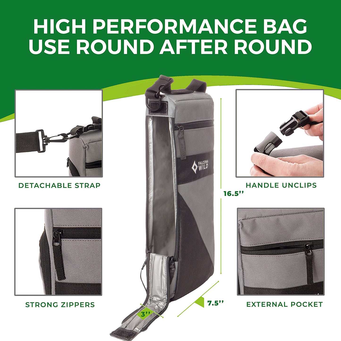 Falcona Wild Golf Cooler Bag Plus 2 Ice Packs - Keeps Drinks Cold for Hours - Holds 6 Cans - Fits Discreetly in Golf Bags - Insulated Beer Sleeve and Cooler Accessories