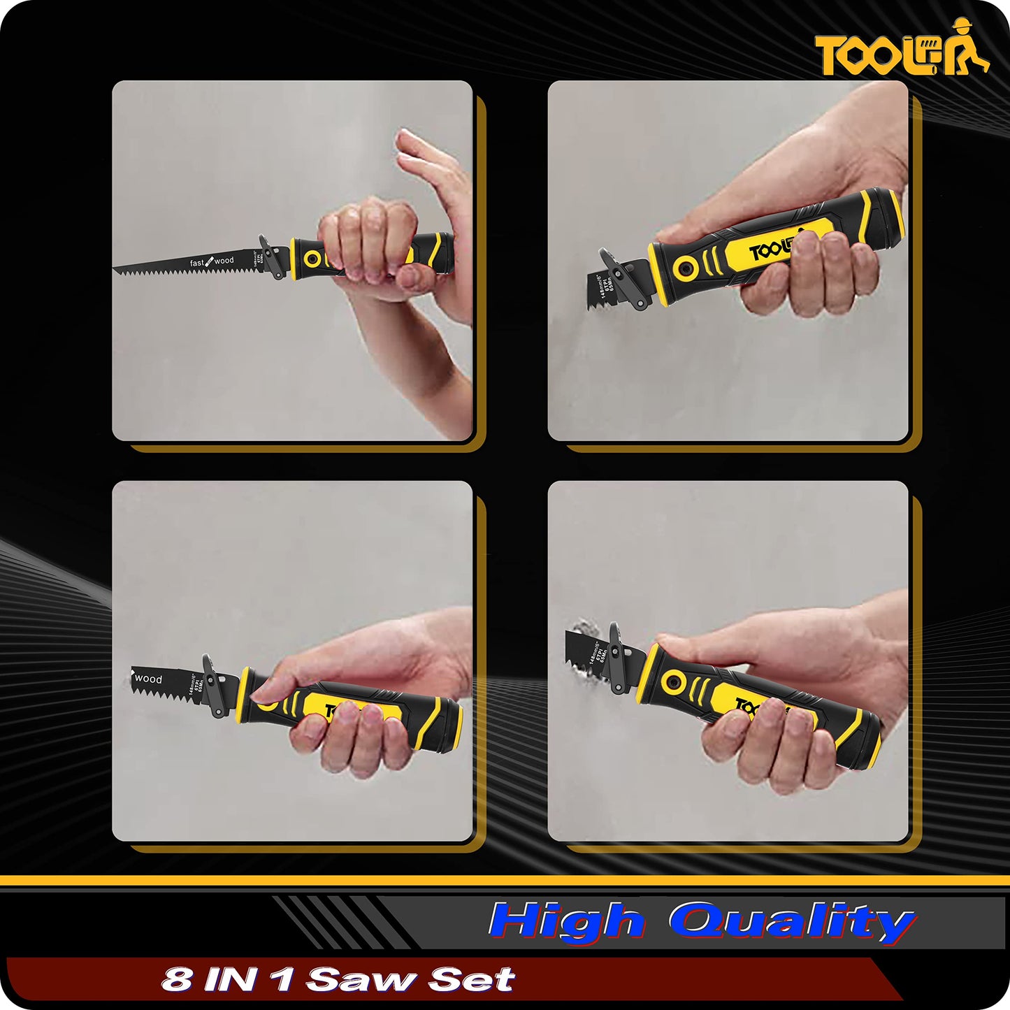 TOOLAN: 8-in-1 Multi Blades Hand Saw, Drywall Cutter Saw. Hackwaw. Long Blade Hand Saw for Cut, Sheetrock, Wood, Metel, Plastic, Plywood. Portable Hand Saw