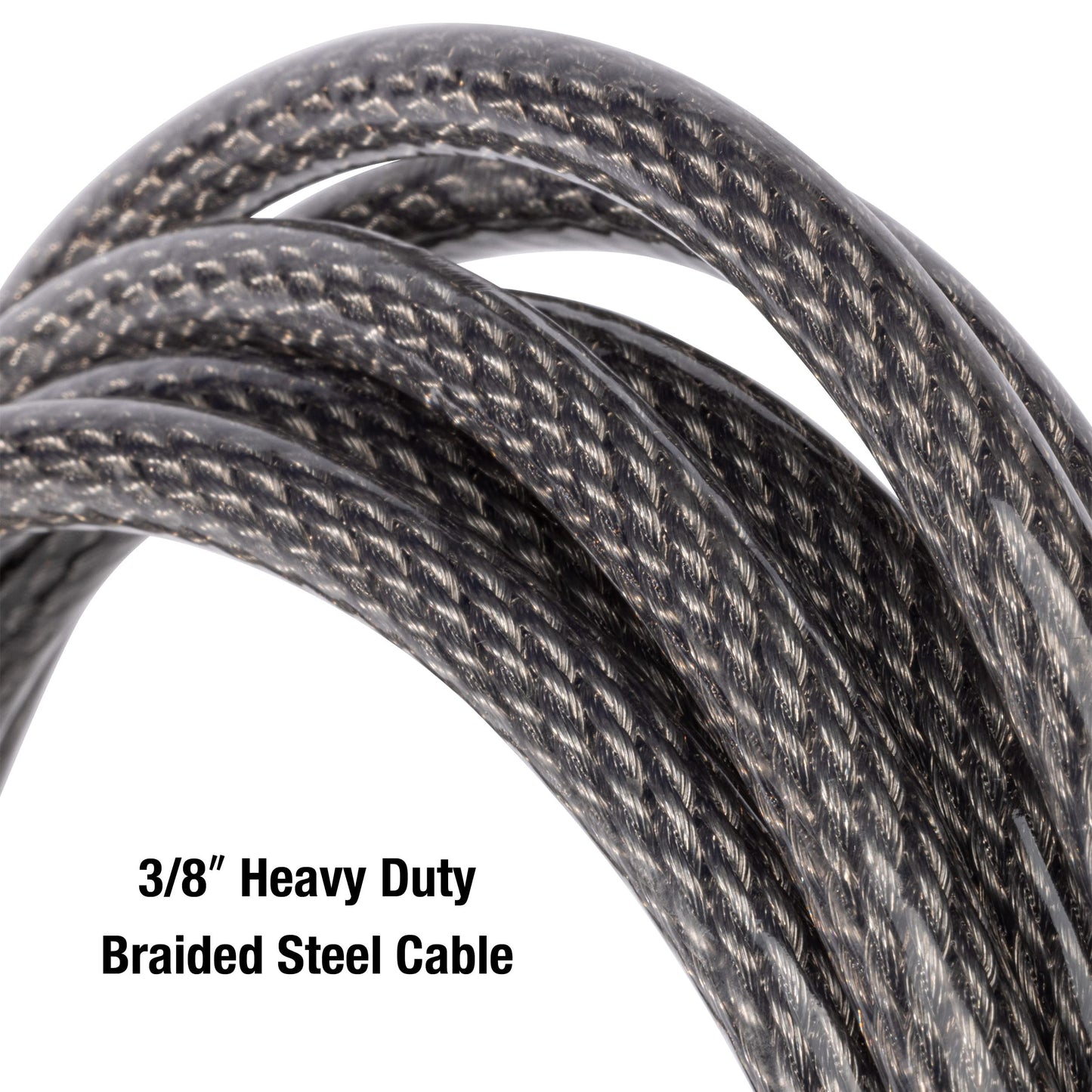 Master Lock Steel Bike Lock Cable, 30 ft. Long x 3/8 in. Diameter Vinyl Coated Cable with Looped Ends, 70DCC,Gray