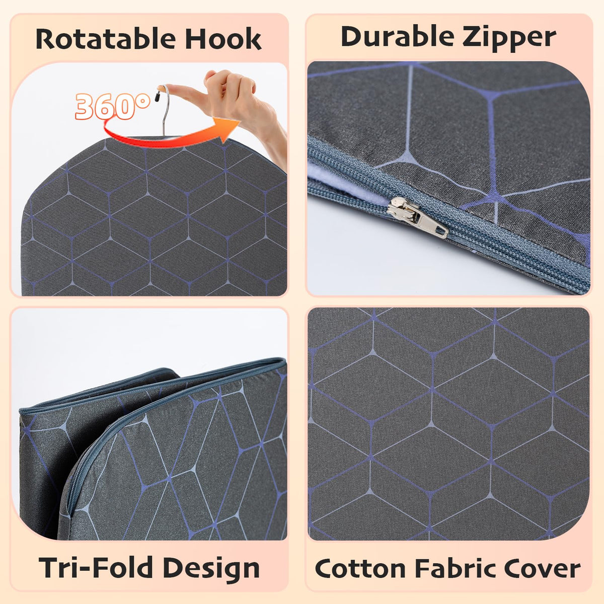 Portable Ironing Mat for Flat Surfaces, Hanging Steamer Board for Clothes, Steamer Pad