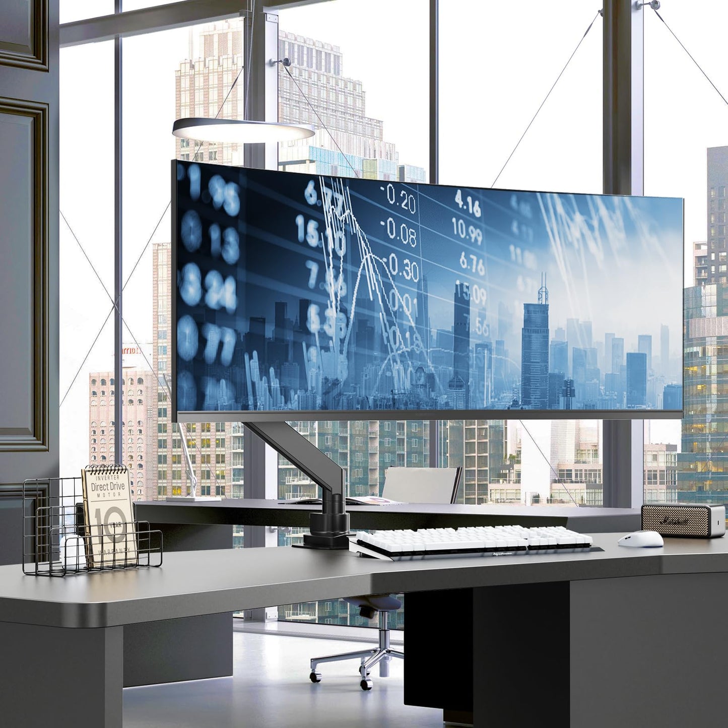 PUTORSEN 17-57 Inch Ultrawide Monitor Arm and TV Desk Mount,up to 27kg, Premium Aluminum Single Monitor Arm Desk Mount with Gas Spring, Steel Reinforcement Plate, VESA 75x75 to 200x200