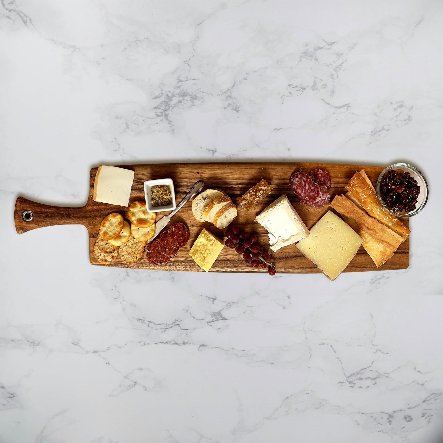 Ironwood Gourmet Acacia Wood Provencale Paddleboard, XL Rectangular Serving Board with Handle