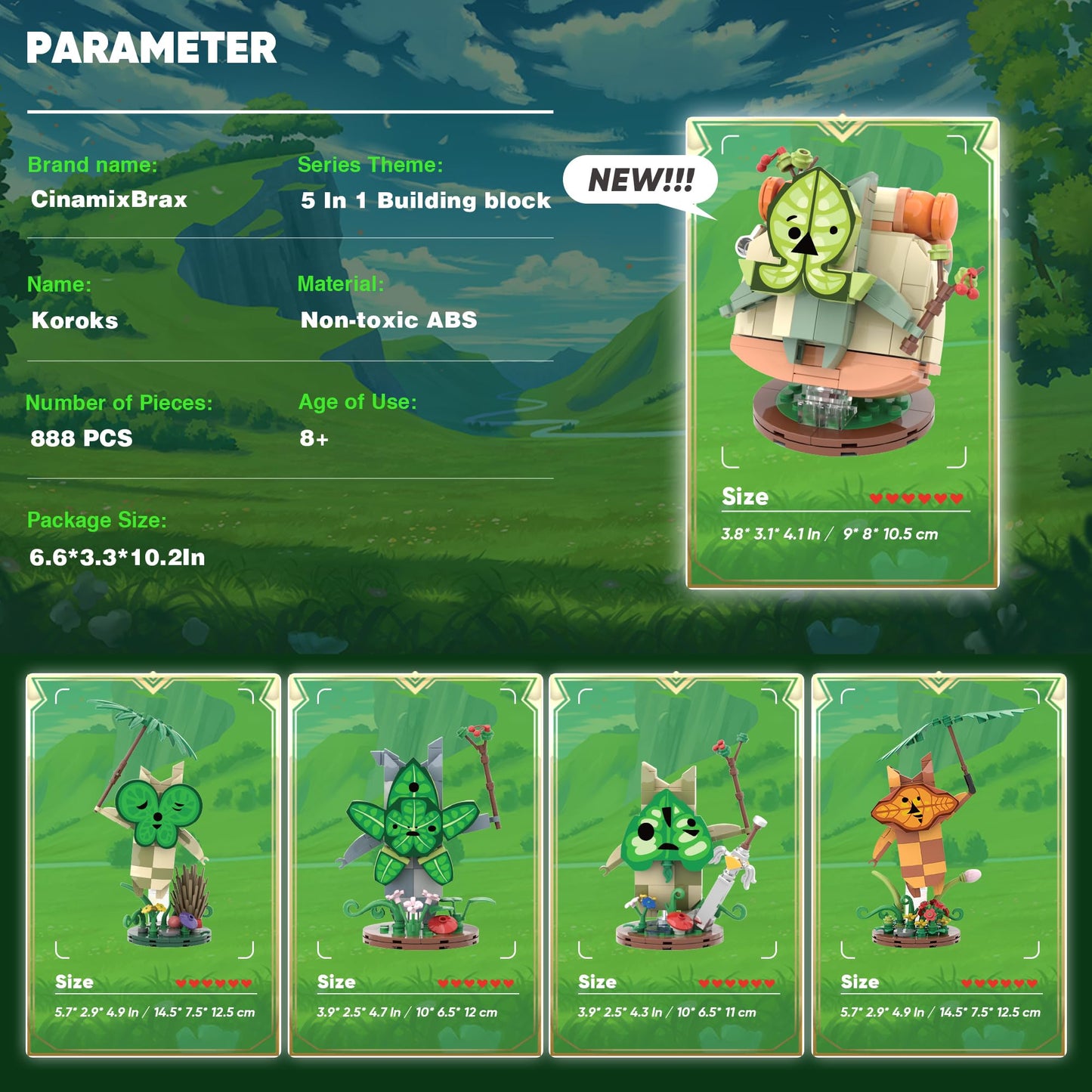 Koroks Building Set, 5 Characters Building Block Sets for Game Fans, Cute Game Merch Action Figures, Great Toys Gifts for Fans Kids Adults