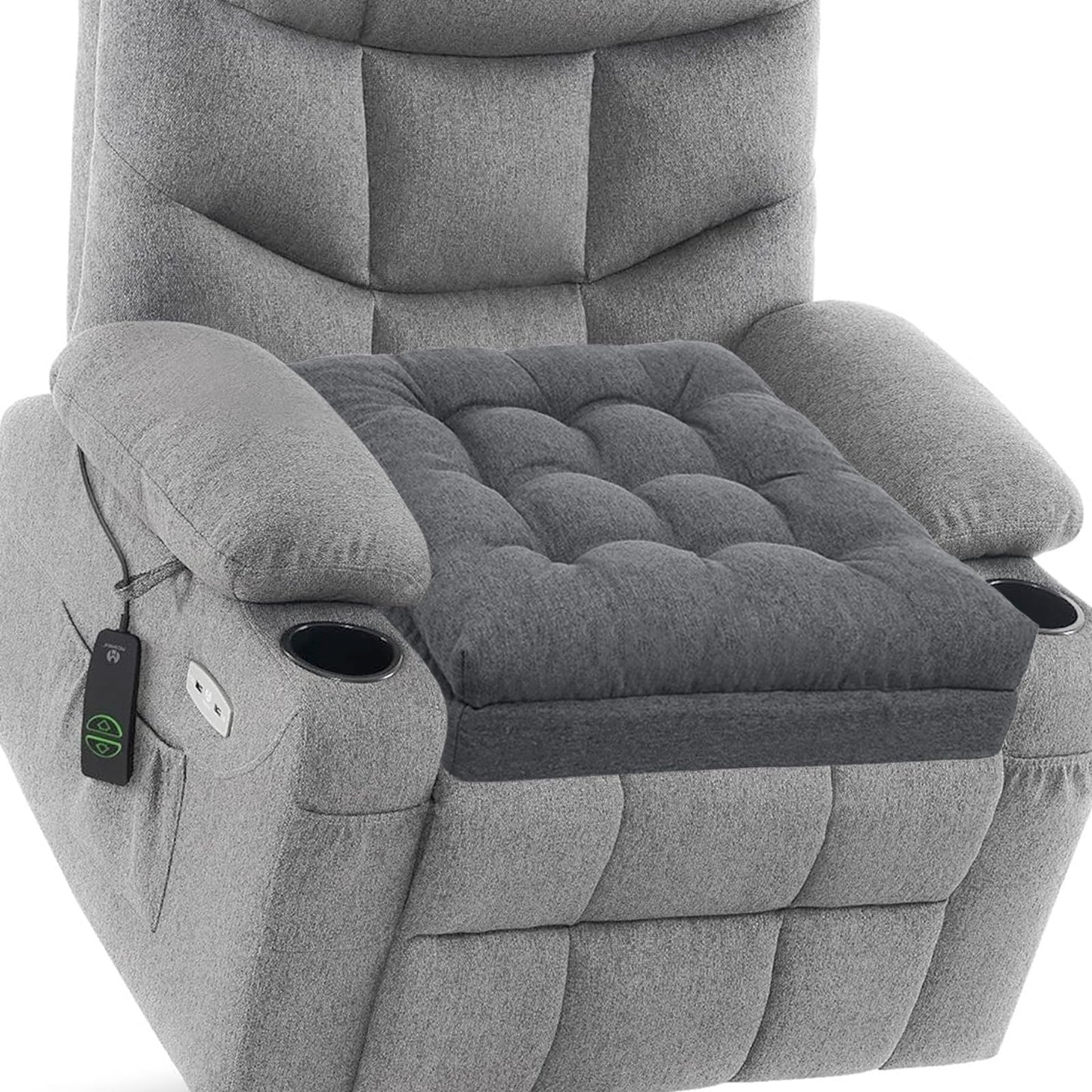 baibu Recliner Cushions for Elderly, 20x20x5In Thick Dual-Layer Patent Design Memory Foam Seat Cushions for Couches, Armchair, Wheelchair for Easy to Stand Up & Reduce Hip & Lumbar Pain, Dark Grey, 1P