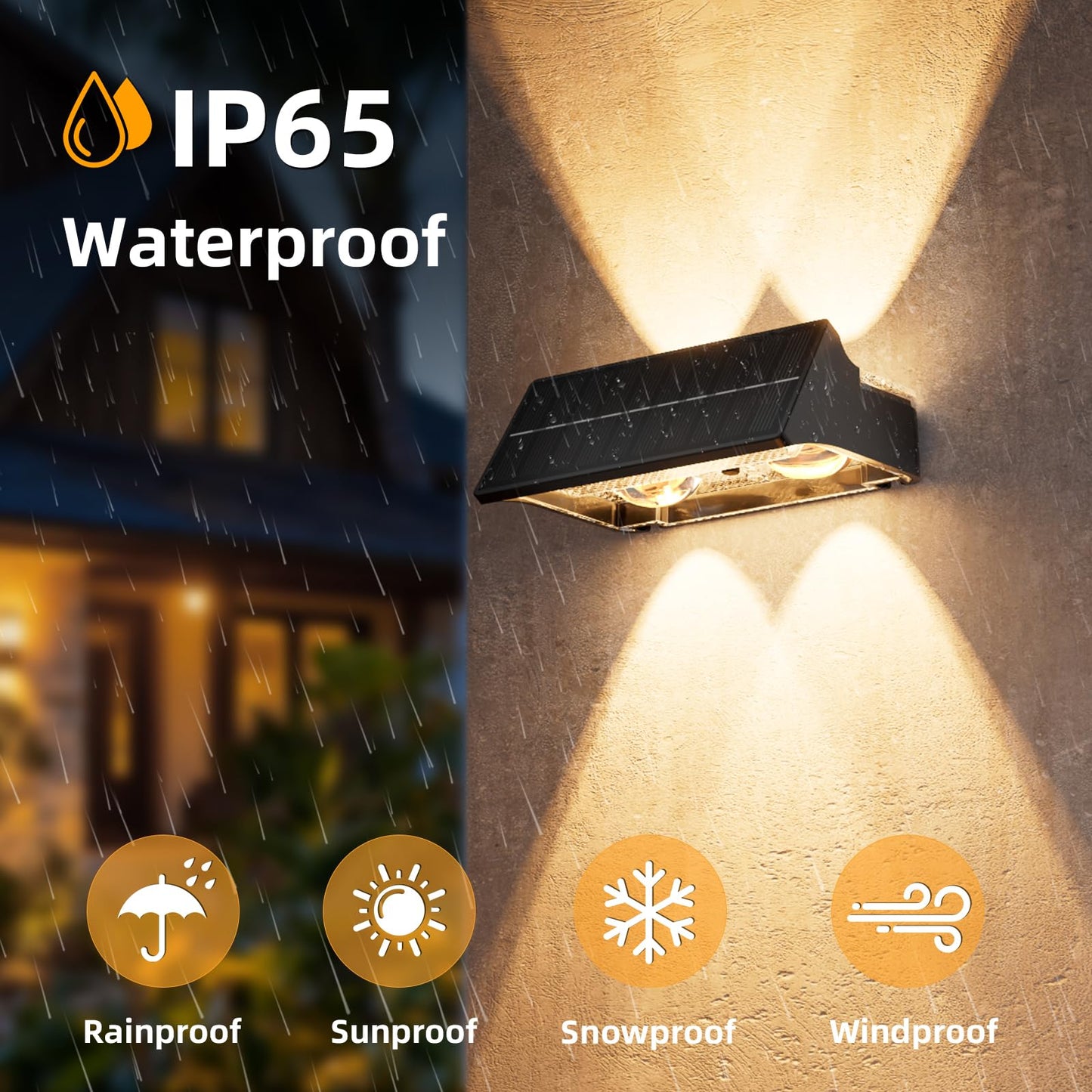 NIORSUN Solar Fence Lights Outdoor, 8 Pack Up and Down Waterproof Solar Wall Lights, Fence Lights with Lens, Warm & Cool White + RGB, Dusk to Dawn Lighting for Patio, Backyard, Pool, Railing (Black)
