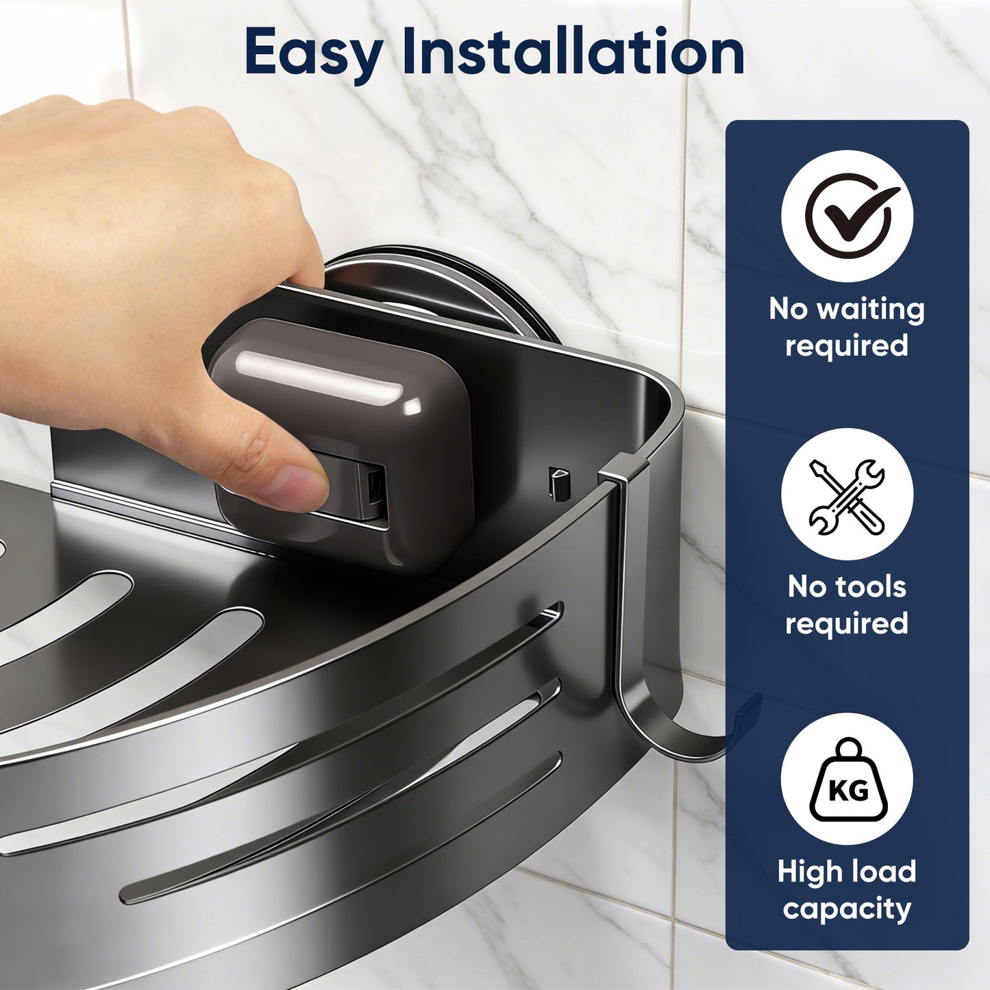 Veinvifiy 2 Tiers Corner Shower Caddy with Suction Cup 2 Pack Aluminum Upgraded Shower Organizer Removable Bathroom Storage Rack Kitchen Wall Mounted Grey