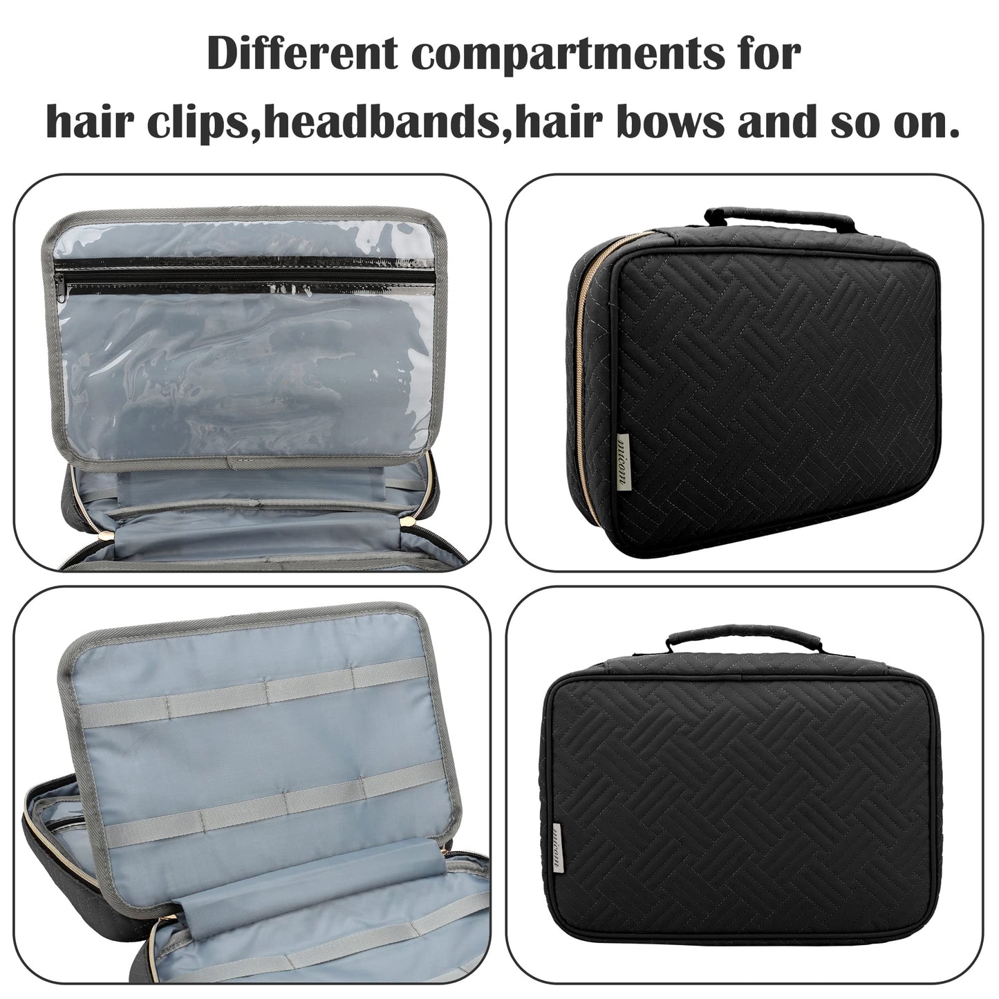 MICOM Hair Accessories Storage Bag for Baby Girls, Hair Bow Organizer, Multifunctional Hair Accessories Storage Carrying Case for Display Hair Clips, Headbands, Scrunchies, Travelling Storage Bag