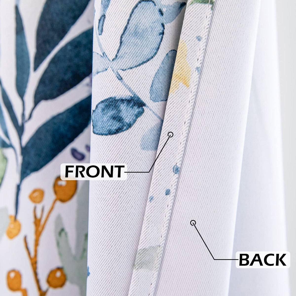 MYSKY HOME Floral Curtains 84 inches Long Living Room Curtains Room Darkening Curtains Thermal Insulated Light Blocking Drapes Grommet for Bedroom Bathroom, 2 Panels, Yellow and Blue