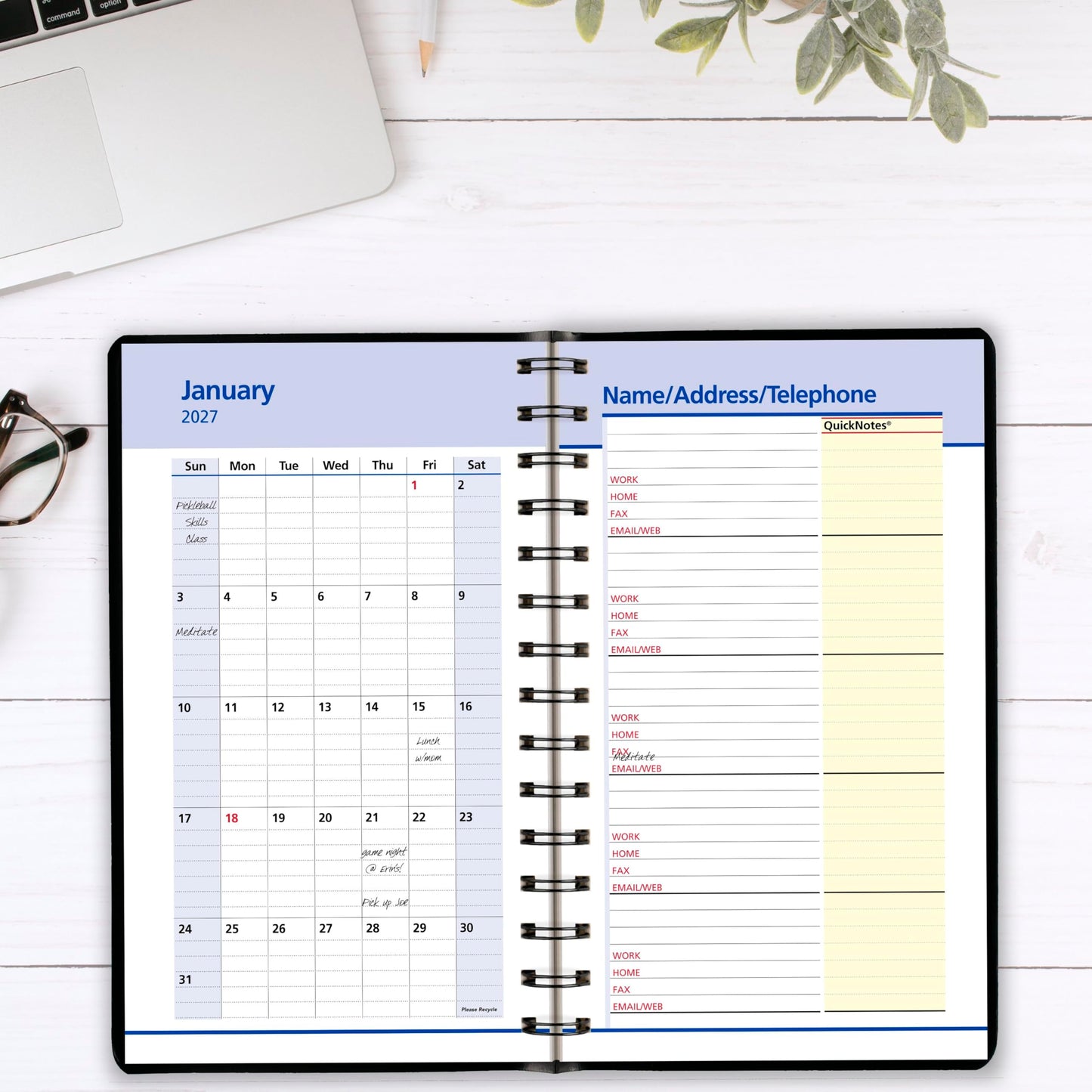 AT-A-GLANCE 2026 Appointment Book Planner, Daily & Monthly, 5" x 8", Small, QuickNotes, Black (76040526)