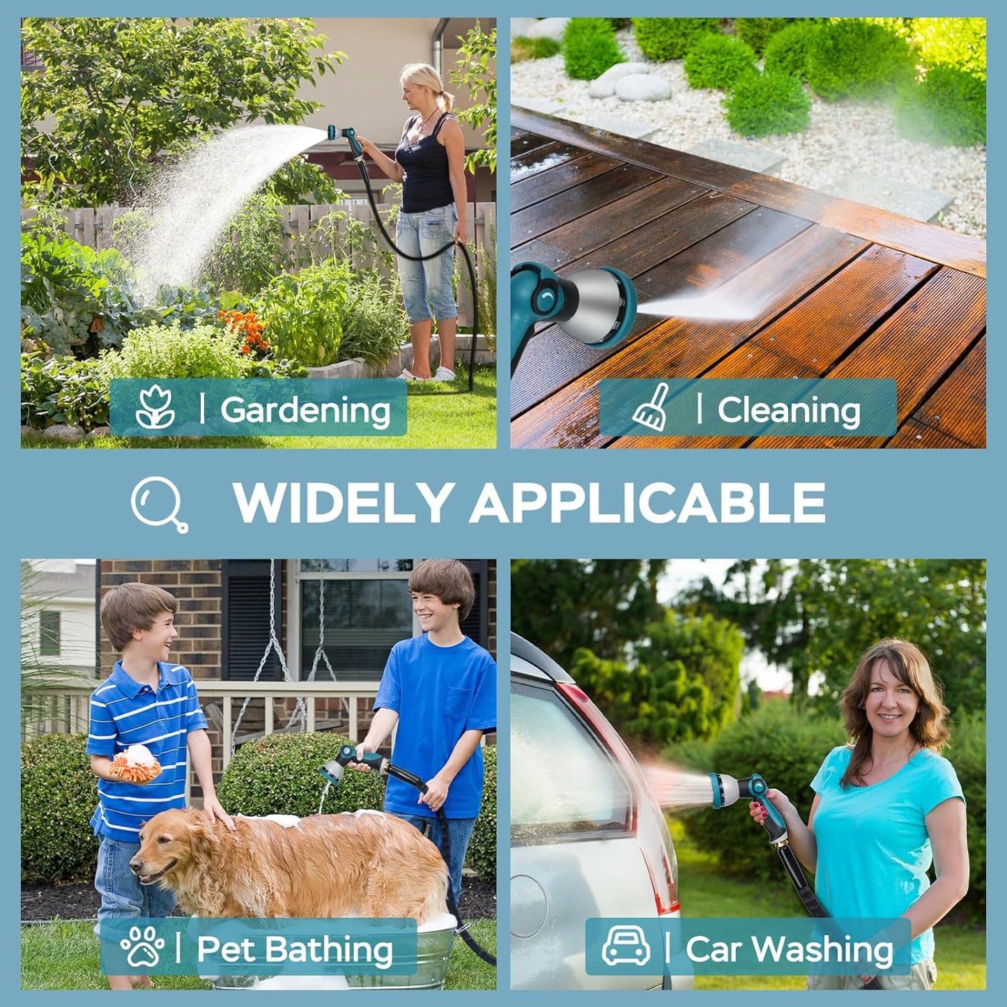25ft 50ft 100ft Non-Expanding Garden Hose, Hose Pipe, Ultra-Light & Flexible Water Hose - Burst-Resistant, Kink-Free, High-Pressure, All-Weather Use for Lawns, Gardens, and Outdoor Cleanining (100ft)