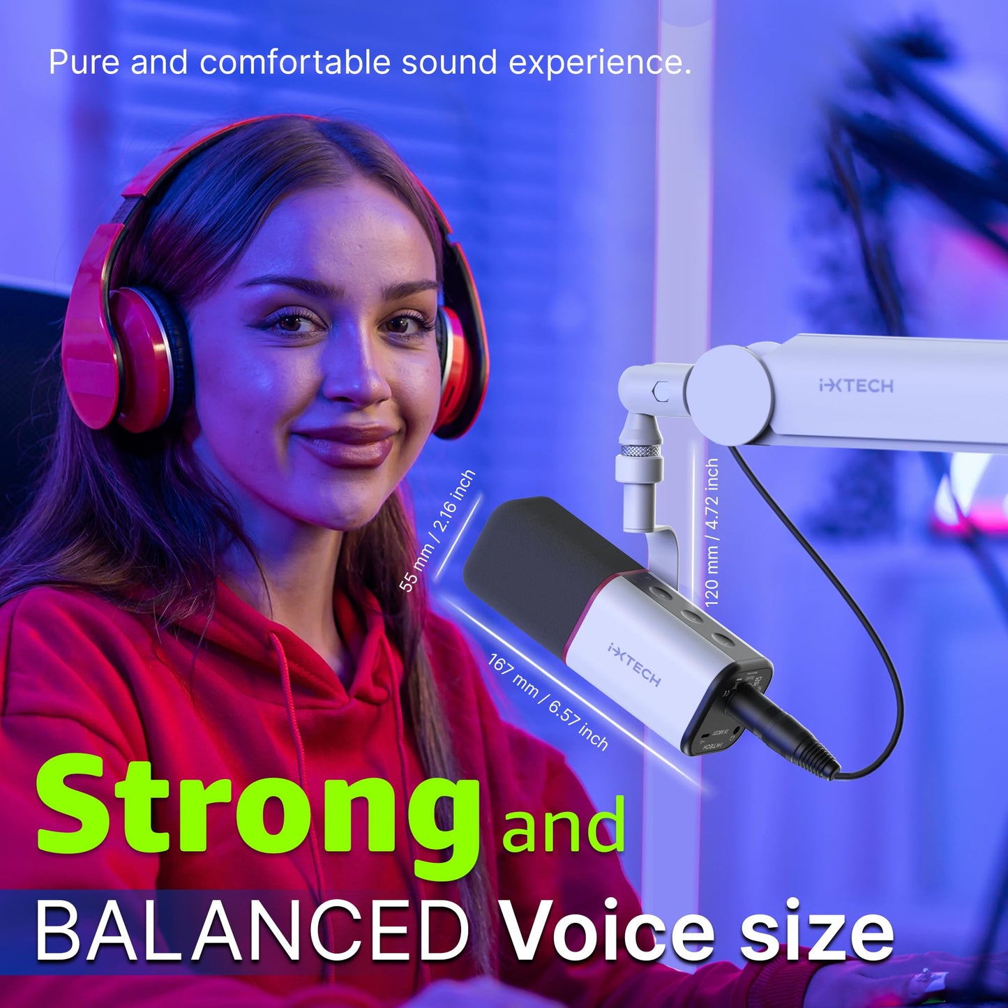IXTECH Cardioid Dynamic Microphone with Mic Cover, Vocal USB XLR Microphone for Podcasting, Streaming, Recording, Gaming and Voice-Over (White)