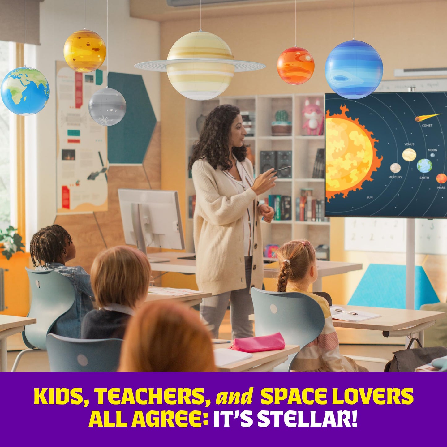 Dan&Darci Inflatable Solar System Planets for Kids - Science Toys - Boys Room Decor Ceiling - Space Gifts - Outer Space Themed Party Decorations - Astronomy Gifts 5-7, 6-8, 8-12 Years Classroom