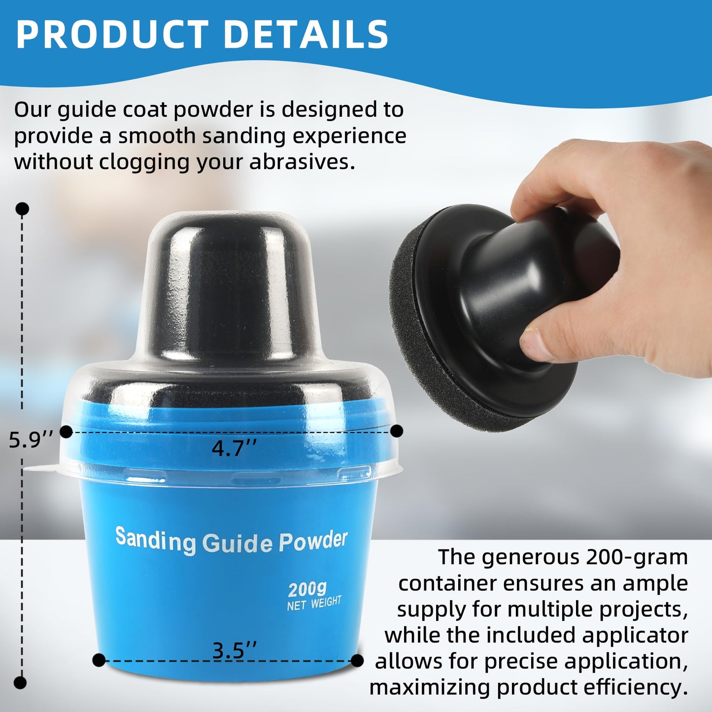 Calvana 7 oz Black Dry Guide Coat Powder, Dry Guide Coat kit for Wet & Dry Auto Body Sanding, Ideal fof Auto Body Repair, Highlights Scratches, Finds Pinholes Defects, and Low Spots