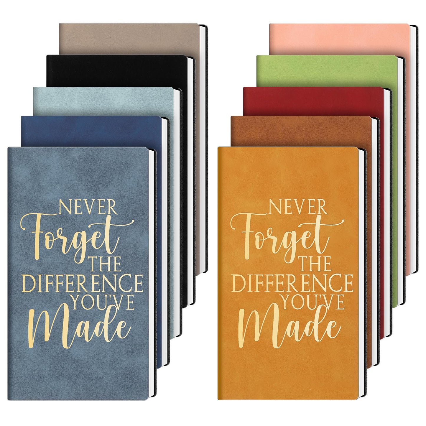 Fuutreo 10 Pcs Bulk Leather Notebook Appreciation Gift for Employee Coworker CNA Week Inspirational A6 Notebook Thank You Journal Gift for Teacher Nurse Team Staff Office School(Never Forget)