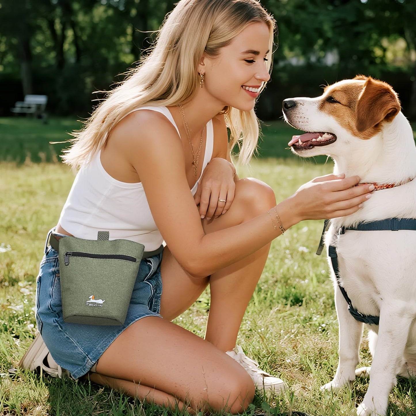 Taihoyin Dog Travel Bag for Pet Kit for Supplies with 2 Food Storage Containers 2 Collapsible Bowl 1 Feeding Mat 1 Dog Treat Pouch 7-Piece Set Perfect Road Trips Camping Weekend Doggy Gift Olive Green