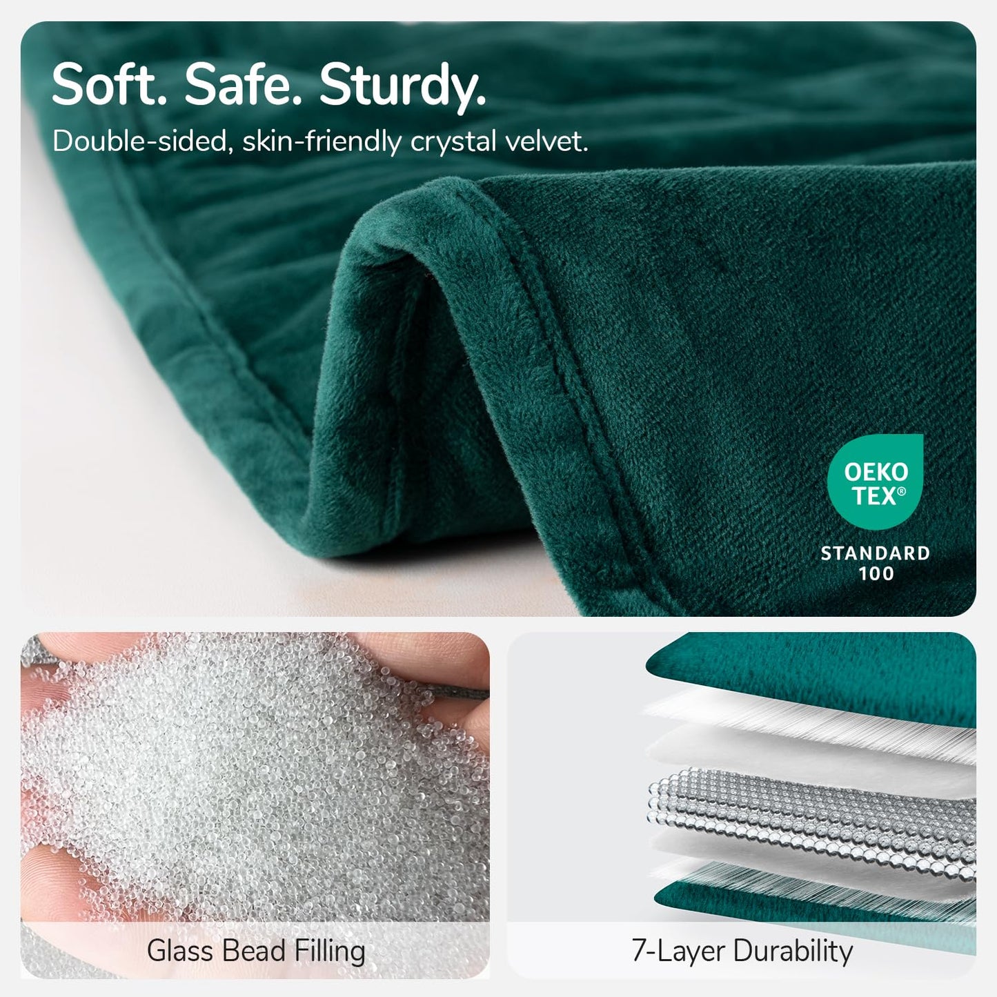 Kaisa Weighted Lap Blanket 7 lbs 41" x 53", Small Weighted Blanket for Adults, Cozy Luxury Crystal Velvet Weighted Blanket for Relaxation, All-Season Blanket, Machine Washable, Green